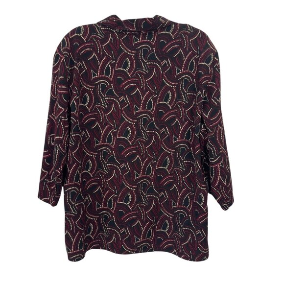 Notations Womans Black & Burgandy  Abstract Print Button-Up Blouse w/Tank Top - Picture 11 of 11